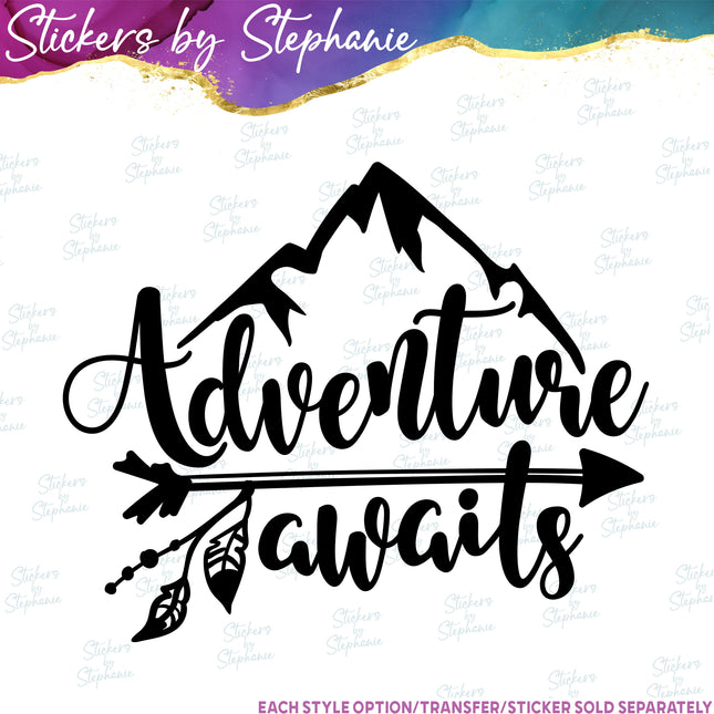 (s03-095) Adventure Awaits Mountain Iron-On Transfer