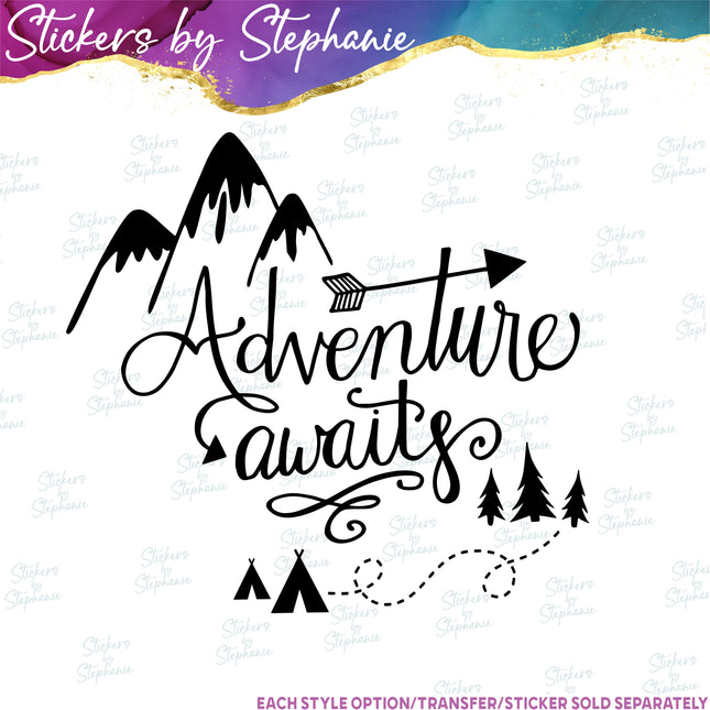(s03-096) Adventure Awaits Mountains Iron-On Transfer