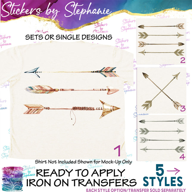 (s04-155) Arrow Arrows Watercolor Graphic Iron-On Transfer