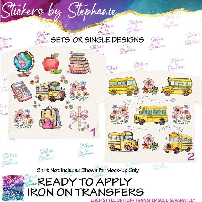(s04-160) School Bus, Back to Graphic Iron-On Transfer