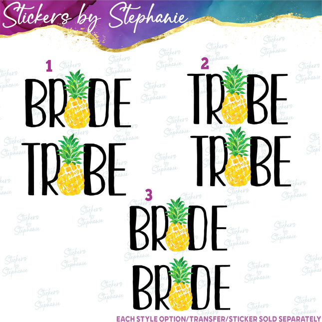 (s04-164) Bride, Tribe Pineapple Iron-On Transfer