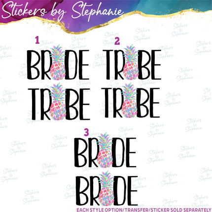 (s04-165) Bride, Tribe Pineapple Iron-On Transfer or Sticker