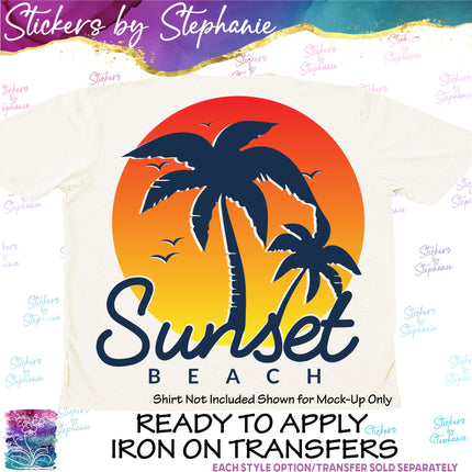 (s04-115) Sunset Beach Iron-On Transfer or Sticker
