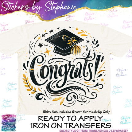 (s04-116) Congrats Graduation Iron-On Transfer or Sticker