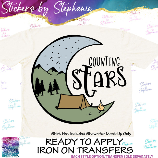 (s04-117) Counting Stars Camping Iron-On Transfer