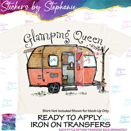 (s04-118) Glamping Queen Camper Iron-On Transfer or Sticker