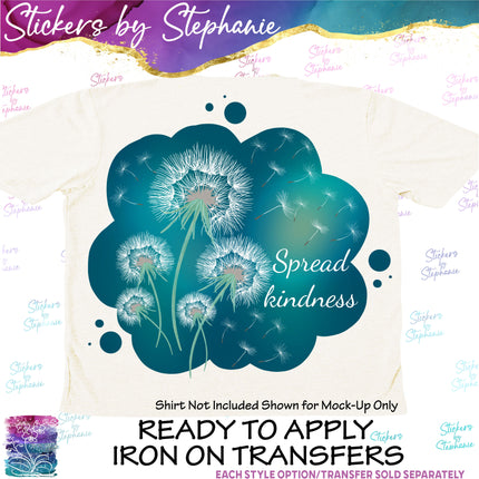 (s04-121) Spread Kindness Dandelion Iron-On Transfer