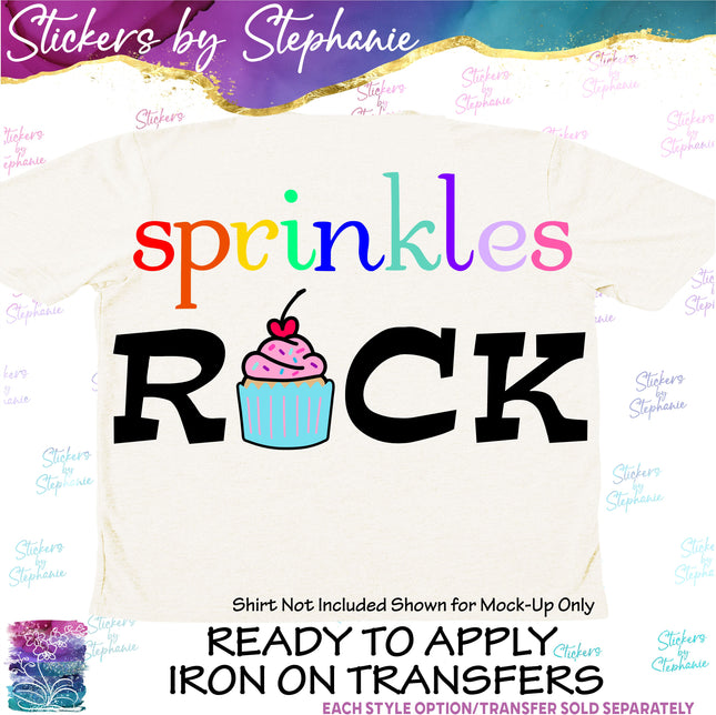 (s04-135) Sprinkles Rock Cupcake Iron-On Transfer