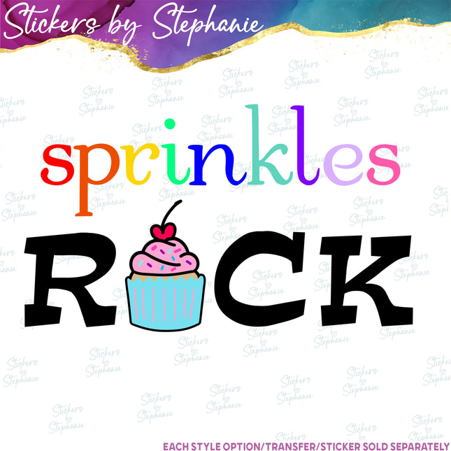 (s04-135) Sprinkles Rock Cupcake Iron-On Transfer