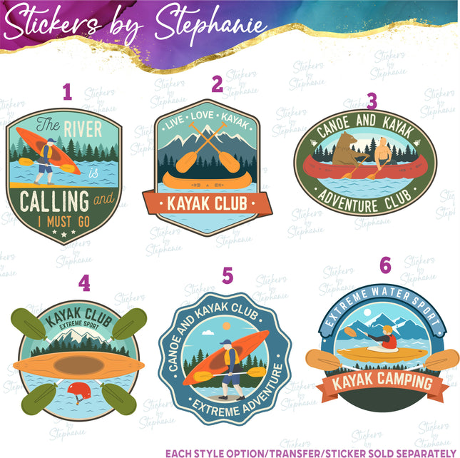 (s04-137) The River is Calling, Kayak Club, Kayaking Iron-On Transfer