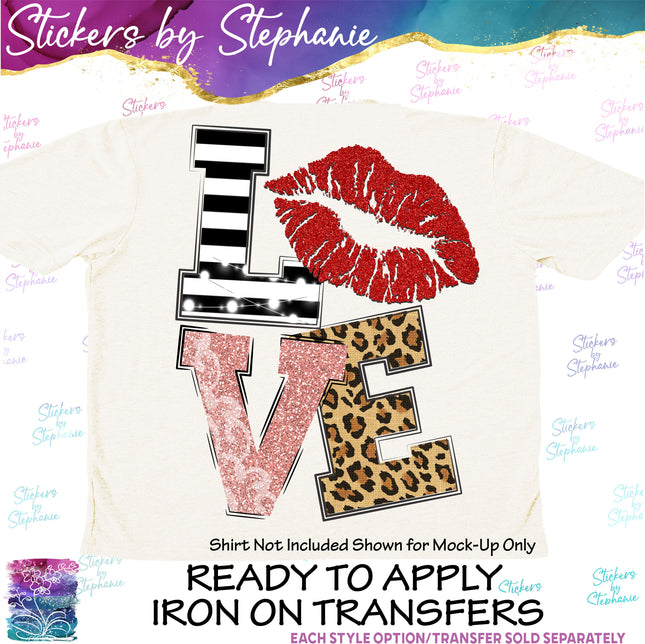 (s04-022) Stacked Love Kiss Lips Iron-On Transfer