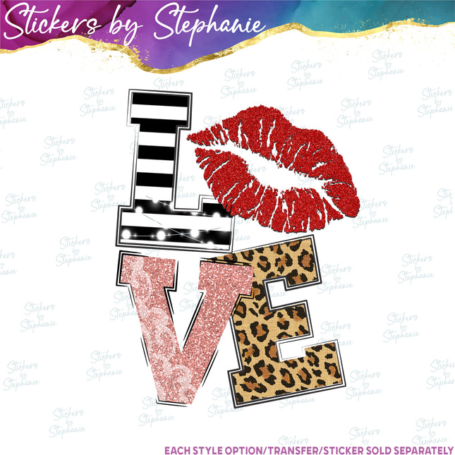 (s04-022) Stacked Love Kiss Lips Iron-On Transfer