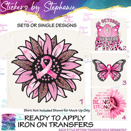 (s04-032) Breast Cancer Sunflower Butterfly Iron-On Transfer or Sticker