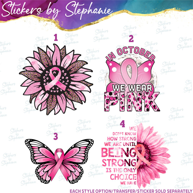 (s04-032) Breast Cancer Sunflower Butterfly Iron-On Transfer
