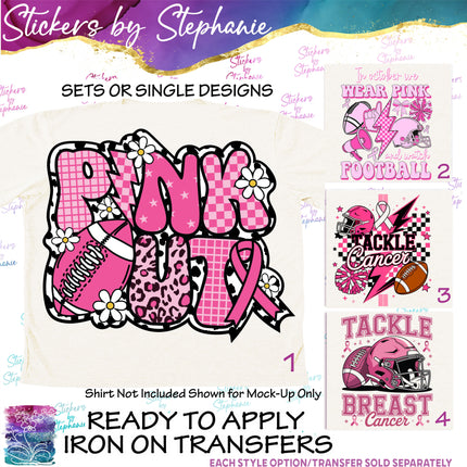 (s04-033) Pink Out, Tackle Cancer Iron-On Transfer or Sticker