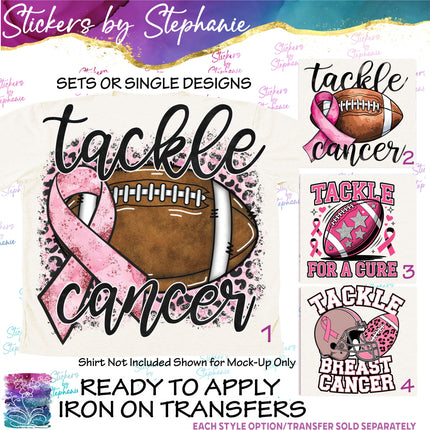 (s04-034) Tackle Cancer Football Iron-On Transfer or Sticker