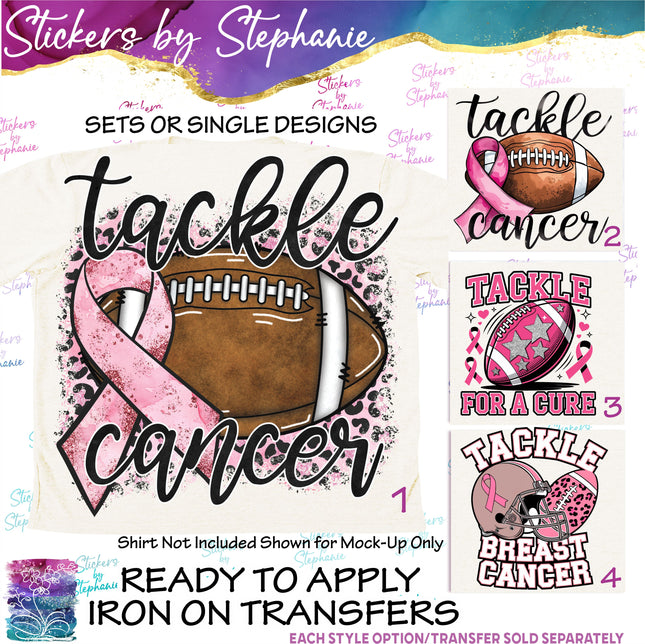 (s04-034) Tackle Cancer Football Iron-On Transfer