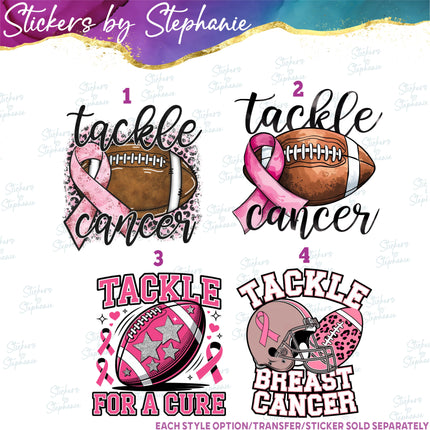 (s04-034) Tackle Cancer Football Iron-On Transfer or Sticker