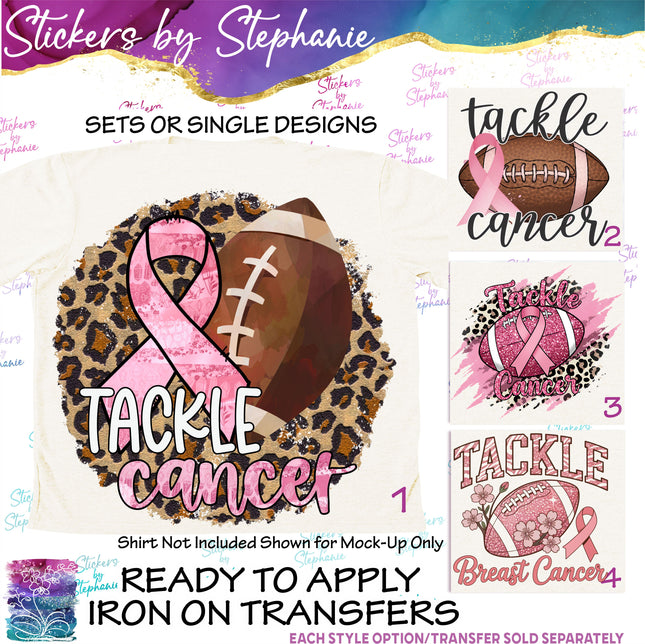 (s04-035) Tackle Cancer Football Iron-On Transfer