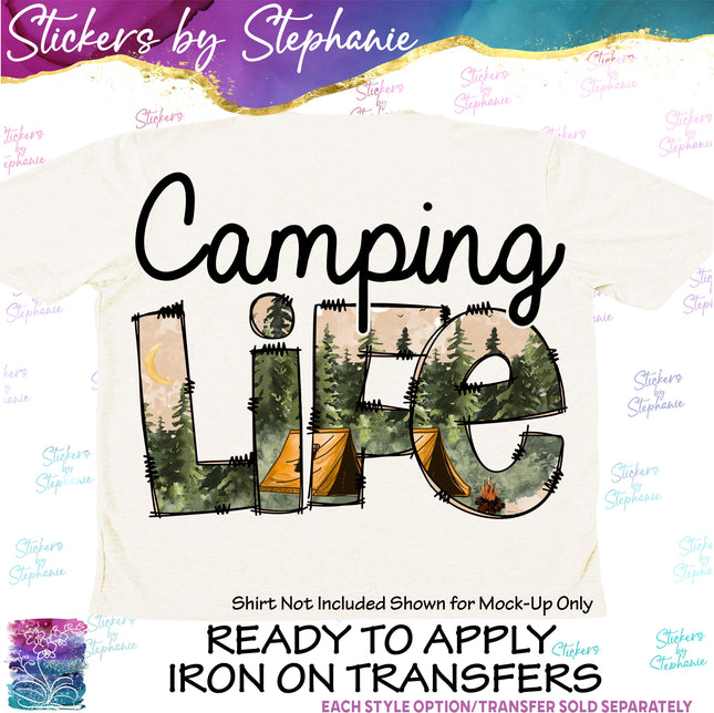 (s04-039) Camping Life Iron-On Transfer