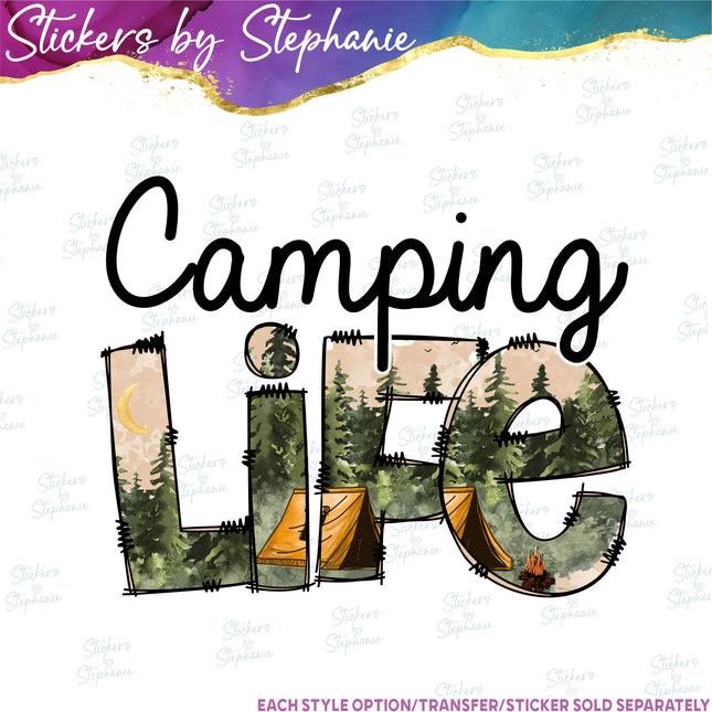 (s04-039) Camping Life Iron-On Transfer