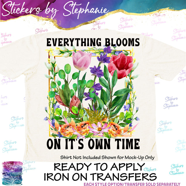 (s04-048) Everything Blooms in Its Own Time Wildflowers Iron-On Transfer