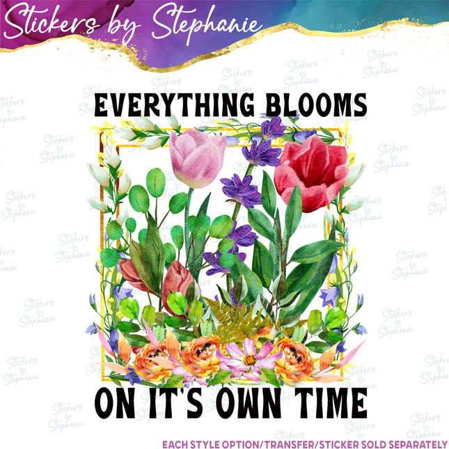 (s04-048) Everything Blooms in Its Own Time Wildflowers Iron-On Transfer