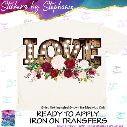 (s04-069) Love Roses Flowers Iron-On Transfer or Sticker