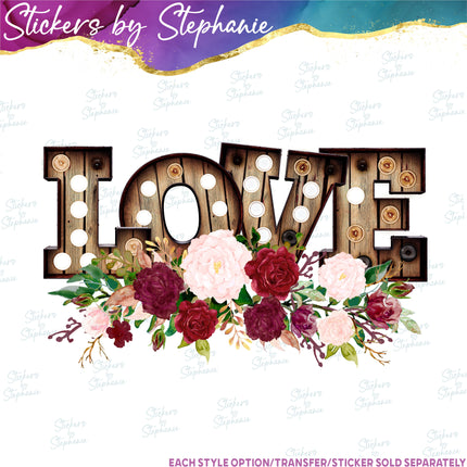 (s04-069) Love Roses Flowers Iron-On Transfer or Sticker
