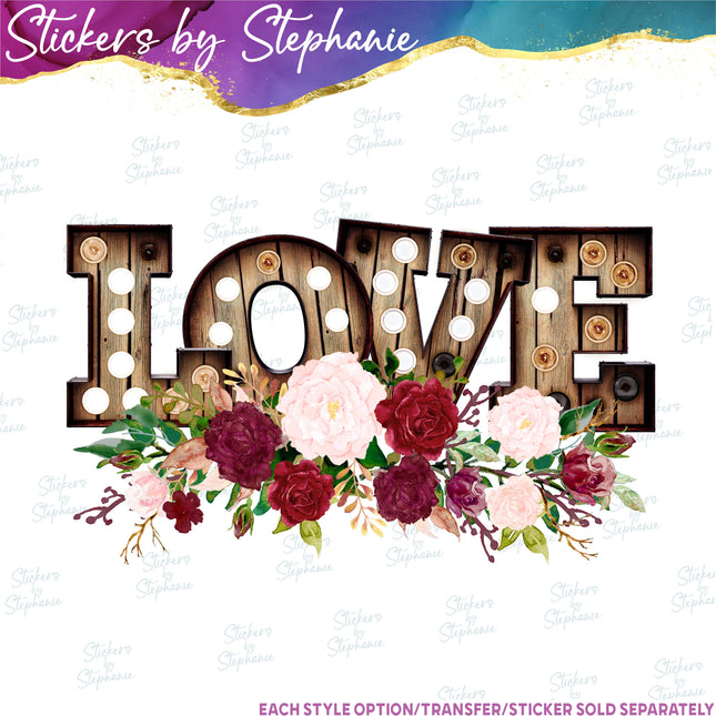 (s04-069) Love Roses Flowers Iron-On Transfer