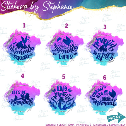 (s04-073) Mermaid Squad, Girl, Vibes Watercolor Iron-On Transfer or Sticker