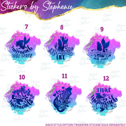 (s04-073) Mermaid Squad, Girl, Vibes Watercolor Iron-On Transfer or Sticker