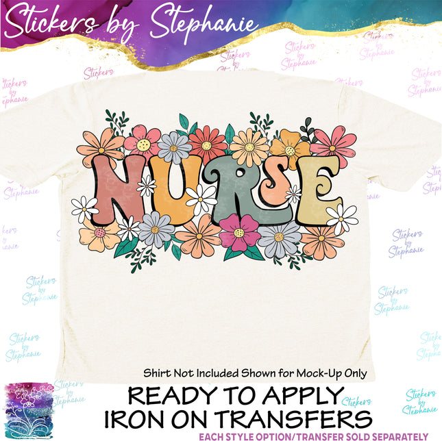 (s04-079) Nurse Flowers Floral Iron-On Transfer