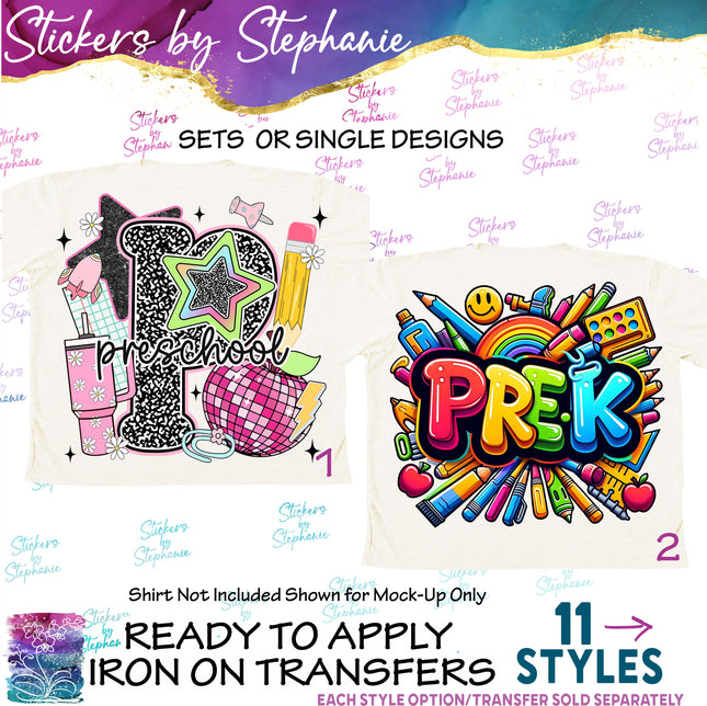 (s04-088) Pre-K, Pre-School, First Day, Back to Iron-On Transfer