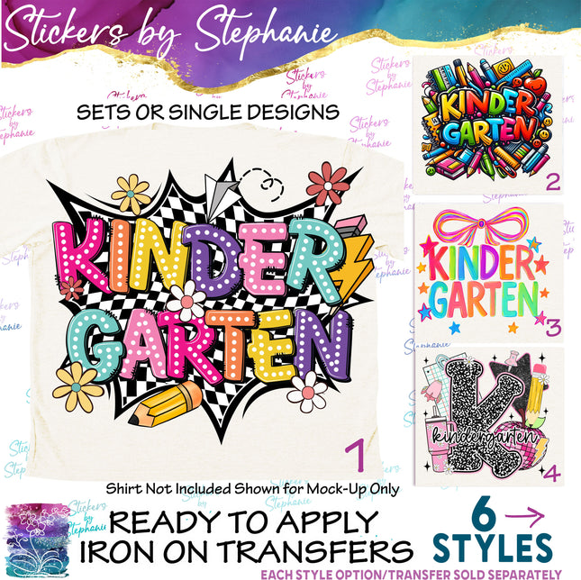 (s04-089) Kindergarten First Day, Back to School Iron-On Transfer