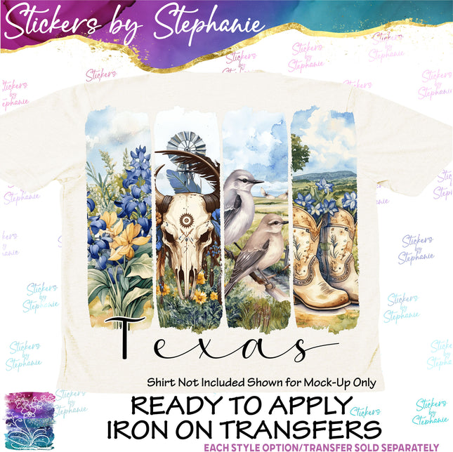 (s04-009) Texas Western Boho Brushstroke  Iron-On Transfer