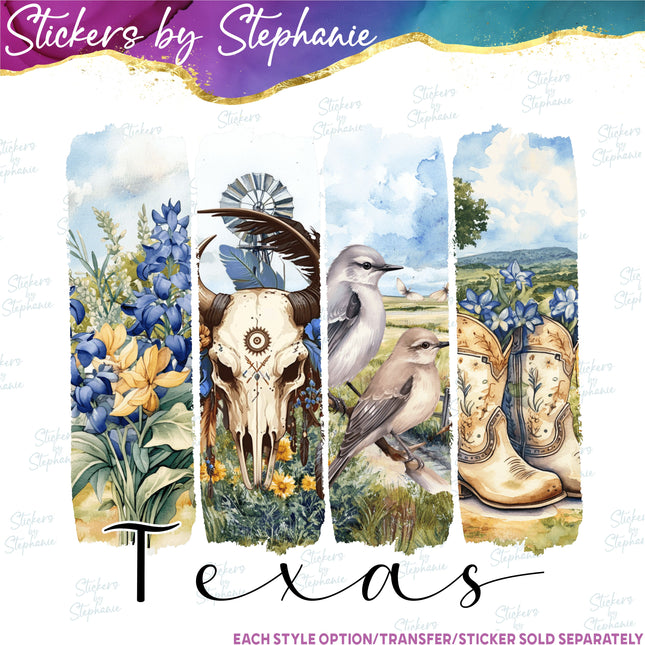 (s04-009) Texas Western Boho Brushstroke  Iron-On Transfer