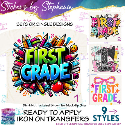 (s04-090) 1st First Grade First Day, Back to School Iron-On Transfer or Sticker