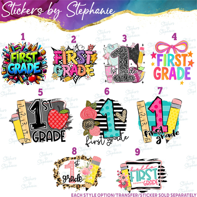 (s04-090) 1st First Grade First Day, Back to School Iron-On Transfer