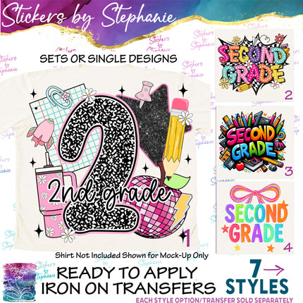 (s04-091) 2nd Second Grade First Day, Back to School Iron-On Transfer or Sticker