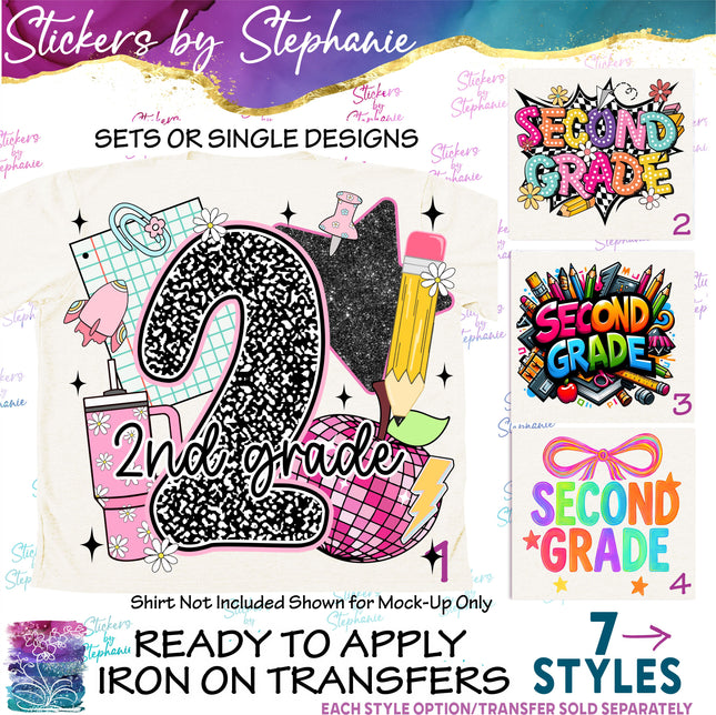 (s04-091) 2nd Second Grade First Day, Back to School Iron-On Transfer