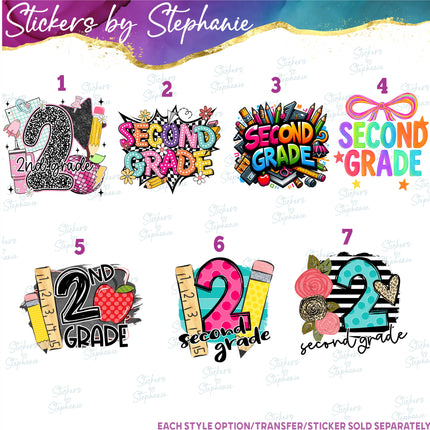 (s04-091) 2nd Second Grade First Day, Back to School Iron-On Transfer or Sticker