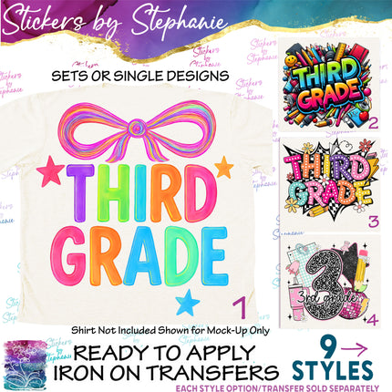 (s04-092) 3rd Third Grade First Day, Back to School Iron-On Transfer or Sticker