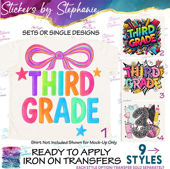 (s04-092) 3rd Third Grade First Day, Back to School Iron-On Transfer