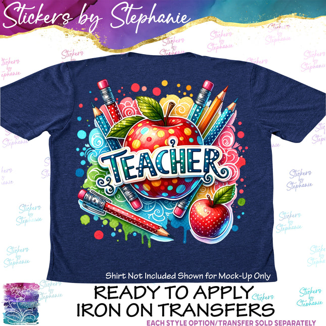 (s04-098) Teacher Colorful Iron-On Transfer