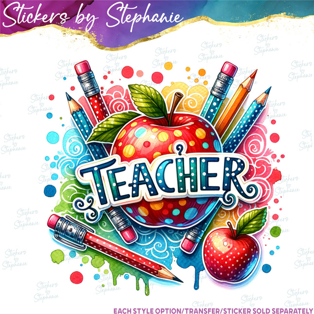 (s04-098) Teacher Colorful Iron-On Transfer