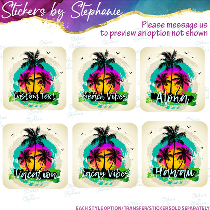 (s06-001) Palm Tree Sunset Custom Iron-On Transfer or Sticker