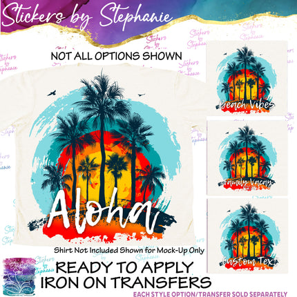 (s06-002) Palm Tree Sunset Custom Iron-On Transfer or Sticker