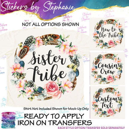 (s06-034) Rose Flower Wreath Feathers Custom Text Iron-On Transfer