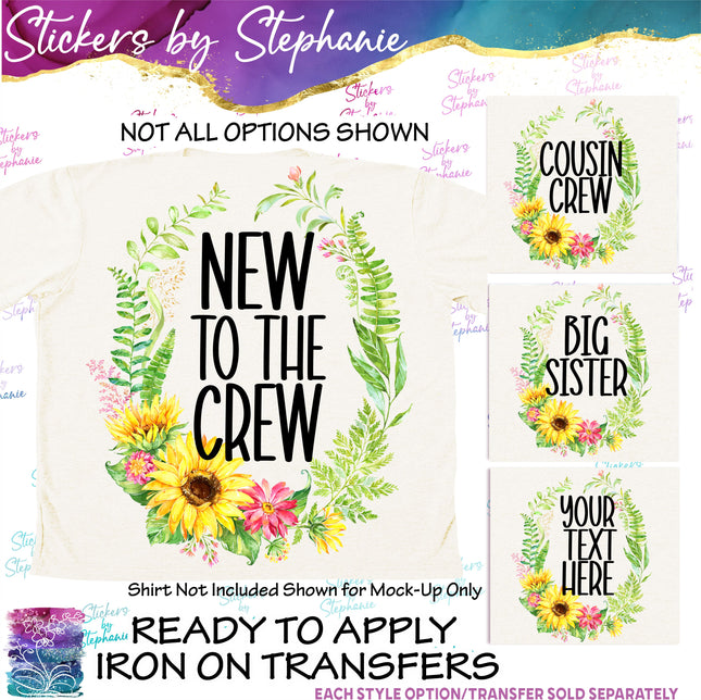 (s06-043) Sunflower Wreath Custom Text Iron-On Transfer